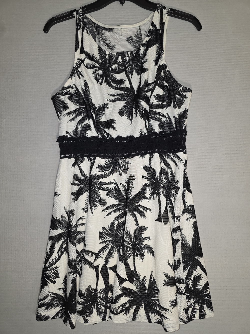 Charlotte Russe Black & White Palm Tree Print Summer Dress